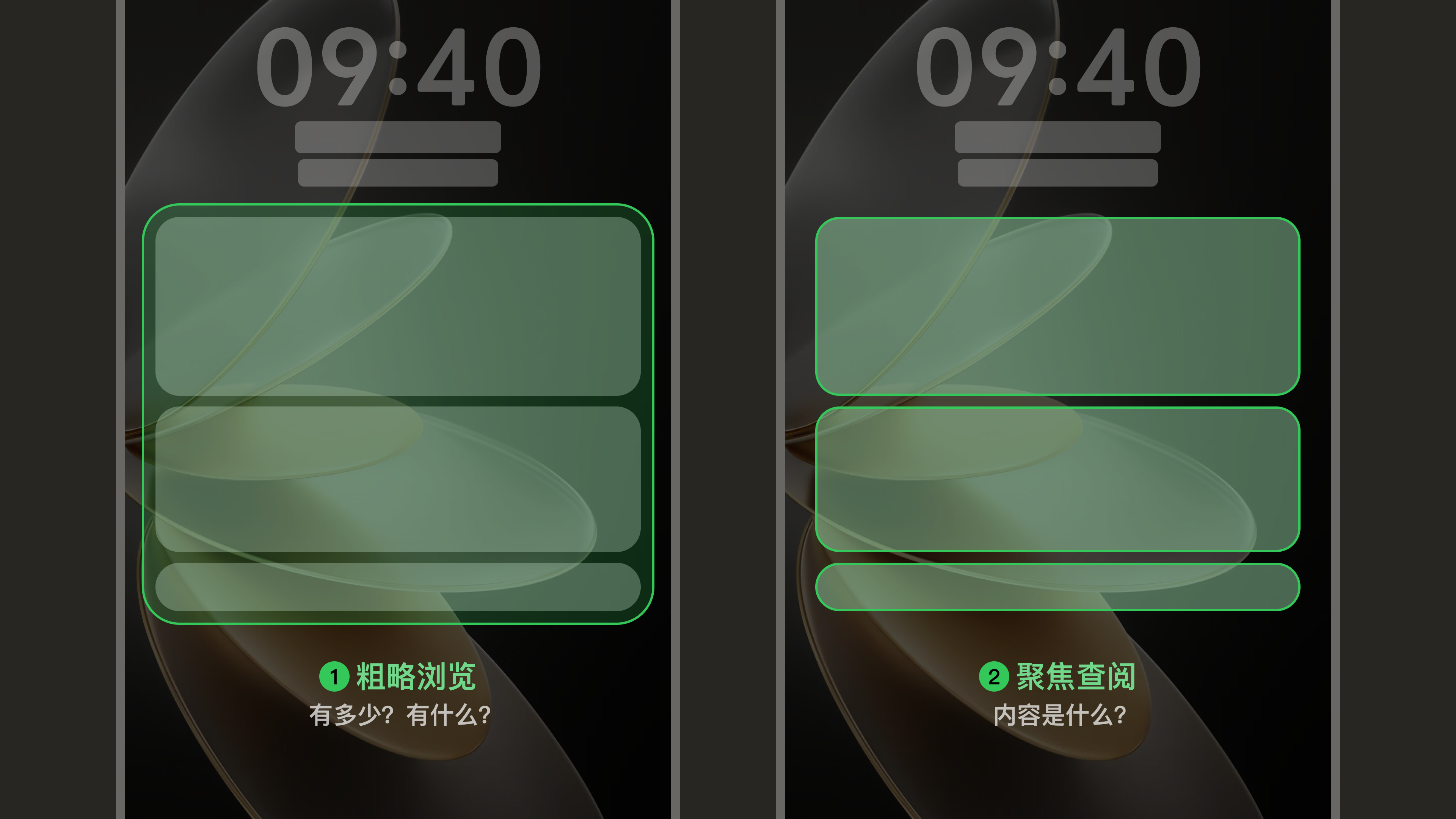 从快速确认到继续阅读的两种状态